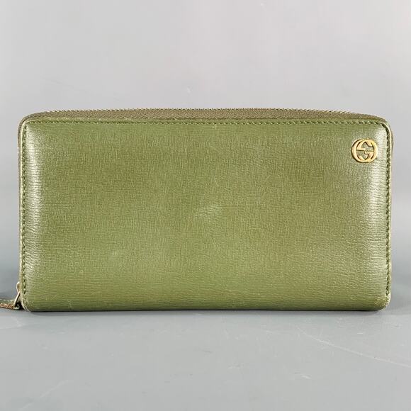 GUCCI Green Leather Zip Wallet - Picture 1 of 10